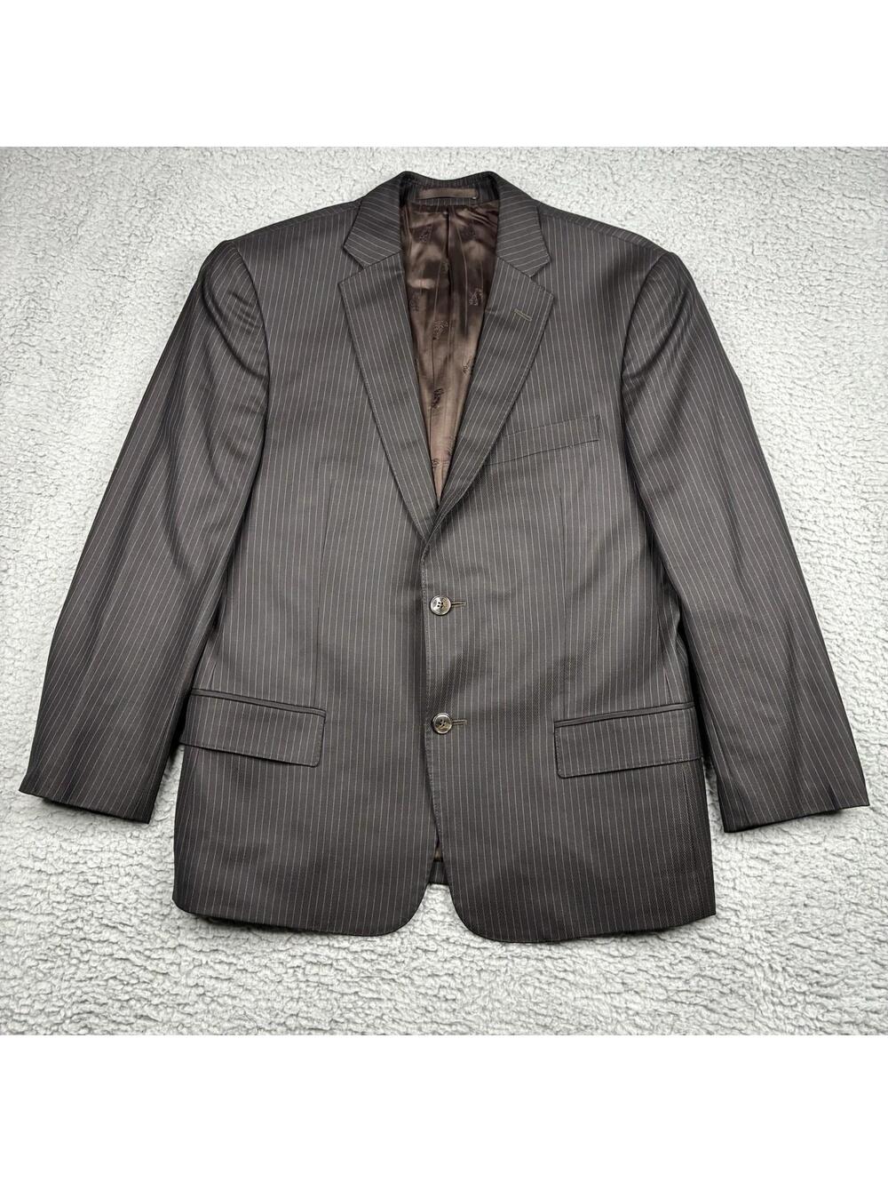Versace Collection Wool Pinstripe Sport Coat Blazer Mens 50 / 40R Black 2 Button